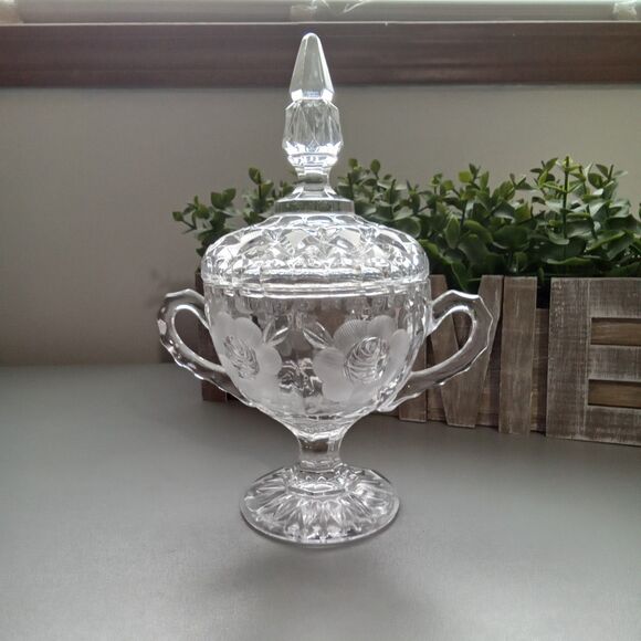 Unbranded Other - Cut Lead Crystal Footed Coveredsugar Etched Floral Design‎
